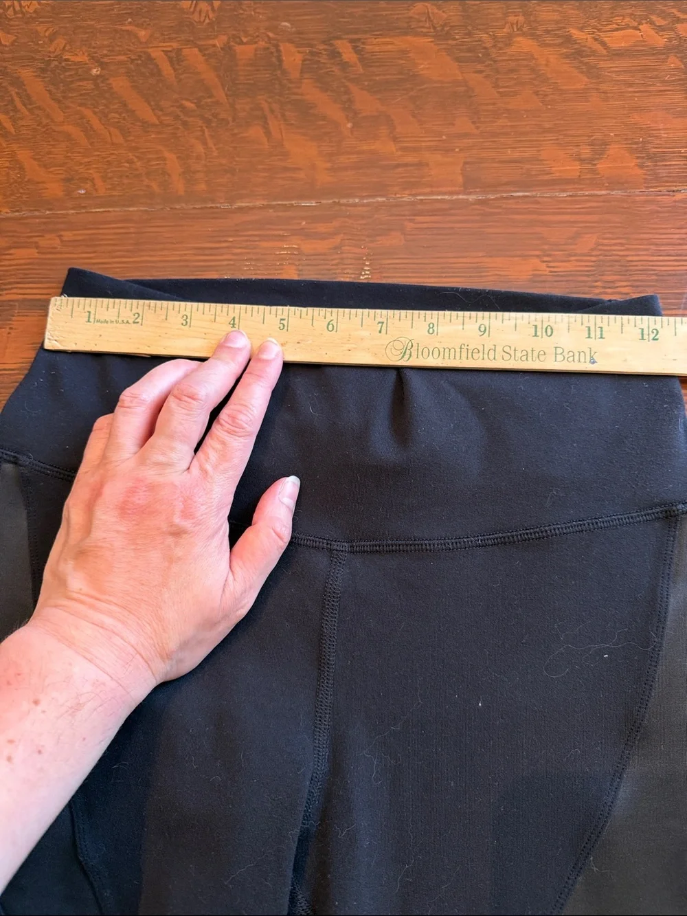 Alo Leggings Long Black Net Trim Inserts Diagonal Design Satin Strips